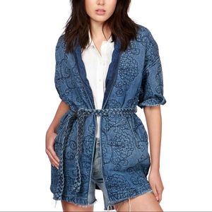 Lucky Brand Embroidered Denim Kimono